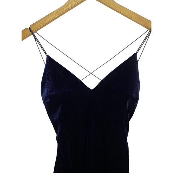 Windsor Velvet Mini Bodycon Cocktail Dress Medium Navy Blue Party Glam Witchy - Picture 5 of 5